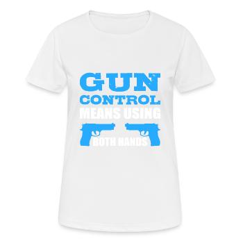 Avec les deux mains, utilisez du poison de policier - T-shirt respirant Femme - blanc - Devant - AI Model Female 172 dark (172cm)