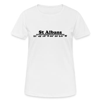 St Albans Koordinaten - Frauen T-Shirt atmungsaktiv - Weiß - Vorne - AI Model Female 172 dark (172cm)