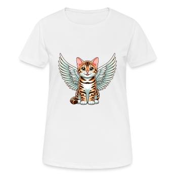 Chat du Bengale ange tacheté fourrure - T-shirt respirant Femme - blanc - Devant - AI Model Female 172 dark (172cm)