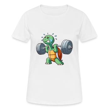 Lustige Schildkröte Fitness Workout Anstrengend - Frauen T-Shirt atmungsaktiv - Weiß - Vorne - AI Model Female 172 dark (172cm)