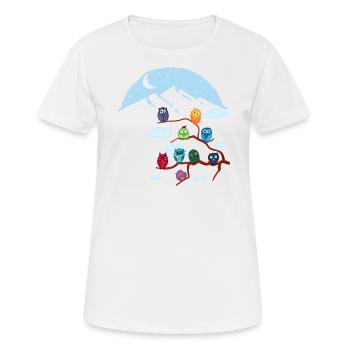 Conception graphique de paysages de montagne « Owl Conference » - T-shirt respirant Femme - blanc - Devant - AI Model Female 172 dark (172cm)