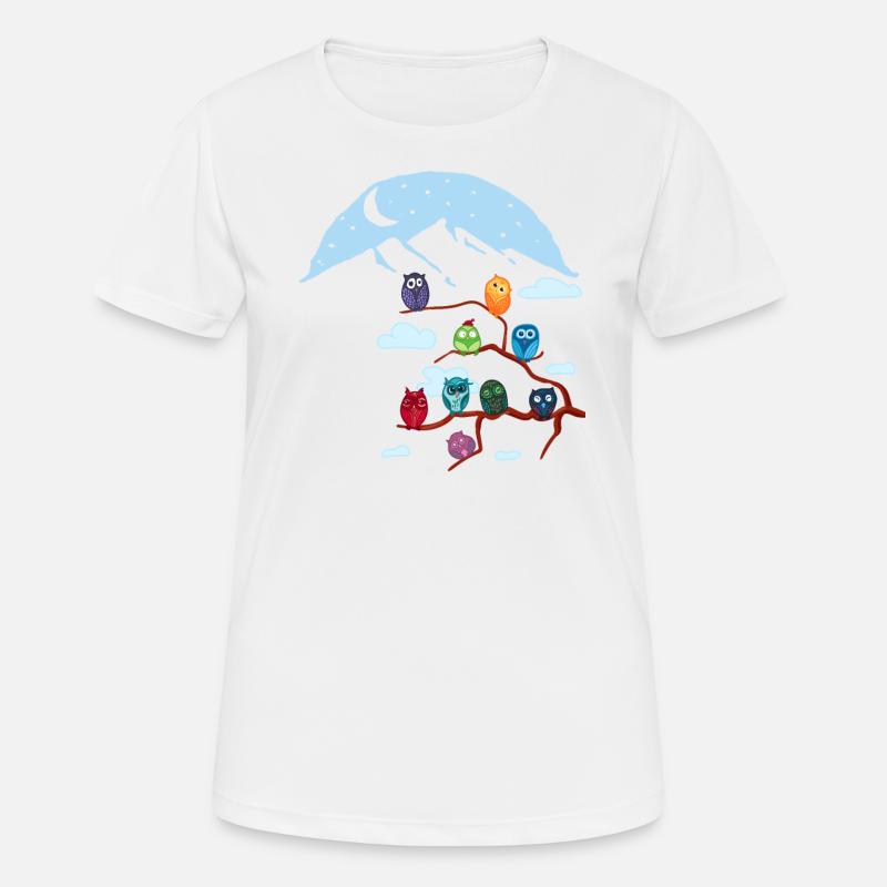 "Owl Conference" Mountain Scenery Graphic Design - Women's Breathable T-Shirt - white
