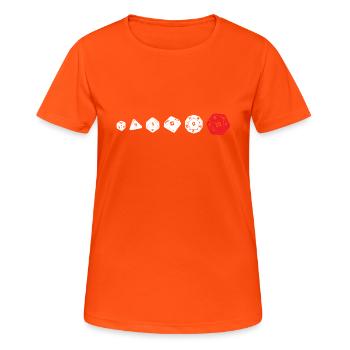Pull D20 DiceEvolution - T-shirt respirant Femme - orange néon - Devant - AI Model Female 172 dark (172cm)
