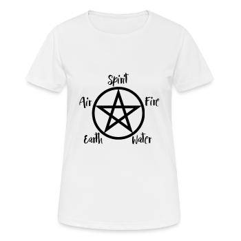 Schwarzes Pentagramm Wicca mit Text - Frauen T-Shirt atmungsaktiv - Weiß - Vorne - AI Model Female 172 dark (172cm)
