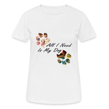 Empreintes de pattes pattes pattes chien chien - T-shirt respirant Femme - blanc - Devant - AI Model Female 172 dark (172cm)