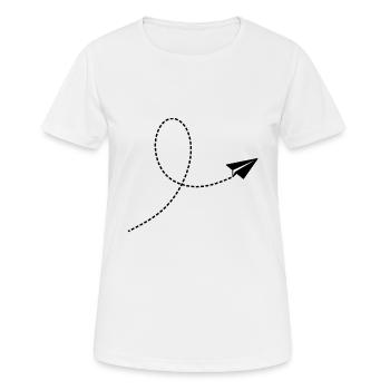 Papierflieger mit Flugbahn - Frauen T-Shirt atmungsaktiv - Weiß - Vorne - AI Model Female 172 dark (172cm)