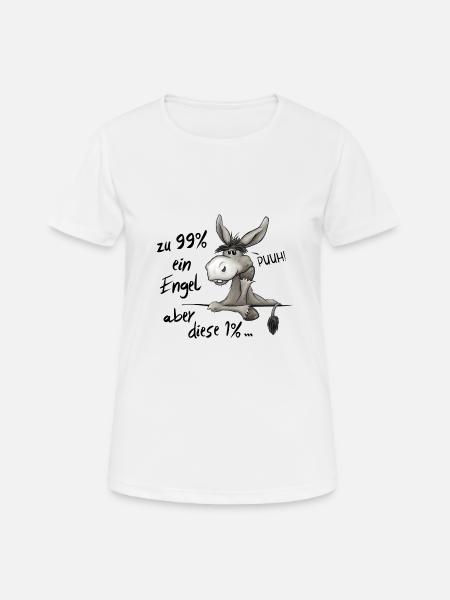 99% Engel 1% Teufel 100% grummeliger Esel Maultier - Frauen T-Shirt atmungsaktiv - Weiß
