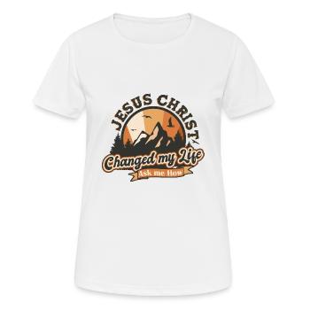 Jesus hat mein Leben verändert, weil Jesus mein Retter ist, nicht - Frauen T-Shirt atmungsaktiv - Weiß - Vorne - AI Model Female 172 dark (172cm)