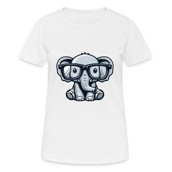 Éléphant ringard avec des lunettes - T-shirt respirant Femme - blanc - Devant - AI Model Female 172 dark (172cm)