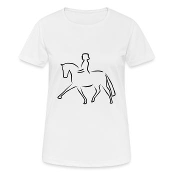 Dressur - Frauen T-Shirt atmungsaktiv - Weiß - Vorne - AI Model Female 172 dark (172cm)