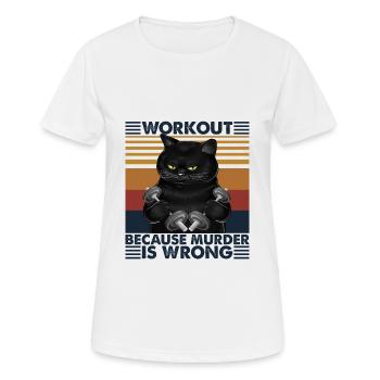 Workout Because Murder Is Wrong Vintage Black Cat - Frauen T-Shirt atmungsaktiv - Weiß - Vorne - AI Model Female 172 dark (172cm)