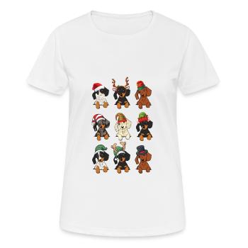 Chien de blaireau Christmas Costume Santa Reindeer - T-shirt respirant Femme - blanc - Devant - AI Model Female 172 dark (172cm)