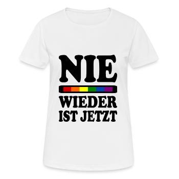 Nie wieder ist jetzt - Frauen T-Shirt atmungsaktiv - Weiß - Vorne - AI Model Female 172 dark (172cm)