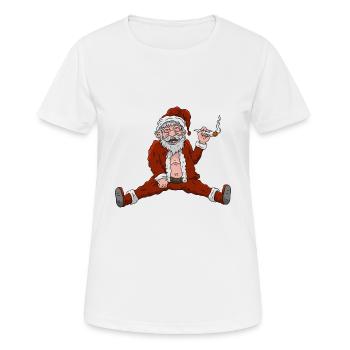 Haut Père Noël Cannabis - T-shirt respirant Femme - blanc - Devant - AI Model Female 172 dark (172cm)