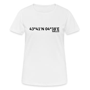 Coordonnées d’Arles - T-shirt respirant Femme - blanc - Devant - AI Model Female 172 dark (172cm)