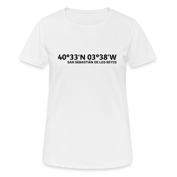San Sebastián de los Reyes Koordinaten - Frauen T-Shirt atmungsaktiv - Weiß - Vorne - AI Model Female 172 dark (172cm)
