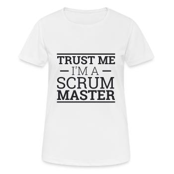 « Trust Me « | » « Scrum Master » - T-shirt respirant Femme - blanc - Devant - AI Model Female 172 dark (172cm)