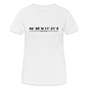Coordonnées de Bolzano - T-shirt respirant Femme - blanc - Devant - AI Model Female 172 dark (172cm)