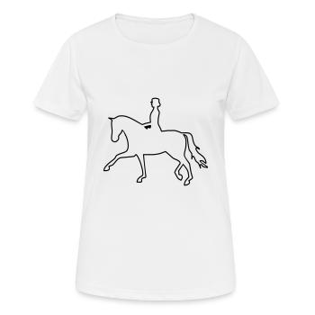 Dressur - Frauen T-Shirt atmungsaktiv - Weiß - Vorne - AI Model Female 172 dark (172cm)