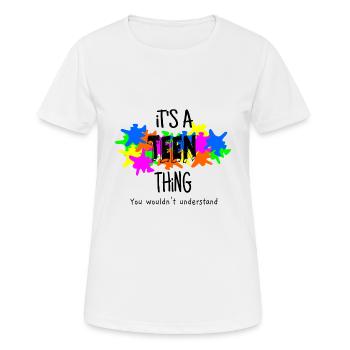Teen Sache - Frauen T-Shirt atmungsaktiv - Weiß - Vorne - AI Model Female 172 dark (172cm)