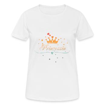 Prinzessin mit Krone, Herz und Sternen, Vintage - Frauen T-Shirt atmungsaktiv - Weiß - Vorne - AI Model Female 172 dark (172cm)