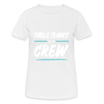 Table Tennis Crew - Frauen T-Shirt atmungsaktiv - Weiß - Vorne - AI Model Female 172 dark (172cm)