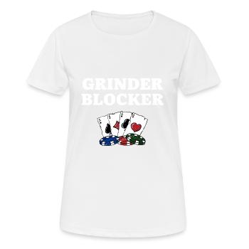Grinder Blocker Poker Jeux de cartes Joueur de poker - T-shirt respirant Femme - blanc - Devant - AI Model Female 172 dark (172cm)