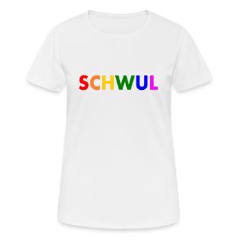Schwul - Frauen T-Shirt atmungsaktiv - Weiß - Vorne - AI Model Female 172 dark (172cm)
