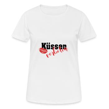 Küssen verboten - Kussmund - Mundschutz - Frauen T-Shirt atmungsaktiv - Weiß - Vorne - AI Model Female 172 dark (172cm)
