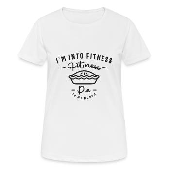 Je suis dans fitness Fit’ness Pie Dans Ma Bouche - T-shirt respirant Femme - blanc - Devant - AI Model Female 172 dark (172cm)