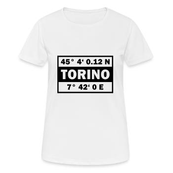 Coordonnées Turin Ville de Turin - T-shirt respirant Femme - blanc - Devant - AI Model Female 172 dark (172cm)