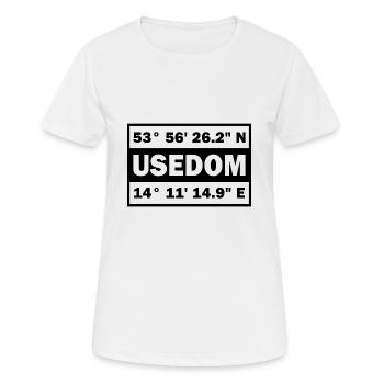 Usedom Koordinaten Ostsee Insel Usedom - Frauen T-Shirt atmungsaktiv - Weiß - Vorne - AI Model Female 172 dark (172cm)
