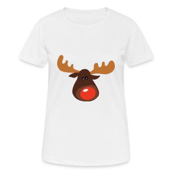 christmas elk with red nose - Women's Breathable T-Shirt - white - Front - AI Model Female 172 dark (172cm)