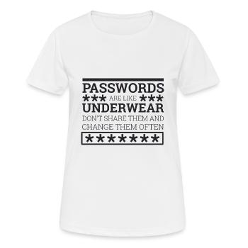 « Passwords are like underwear » | Admin - T-shirt respirant Femme - blanc - Devant - AI Model Female 172 dark (172cm)