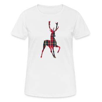 Prancing Hirsch rot und grün Plaid - Frauen T-Shirt atmungsaktiv - Weiß - Vorne - AI Model Female 172 dark (172cm)