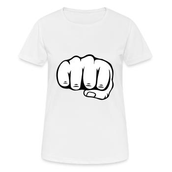 Faust - Frauen T-Shirt atmungsaktiv - Weiß - Vorne - AI Model Female 172 dark (172cm)
