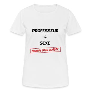 professeur de sexe première leçon gratuite ! - T-shirt respirant Femme - blanc - Devant - AI Model Female 172 dark (172cm)