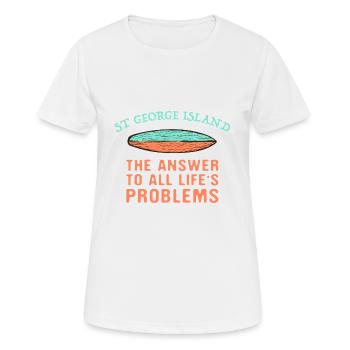 L’île Saint-Georges répond à tous les problèmes de la vie - T-shirt respirant Femme - blanc - Devant - AI Model Female 172 dark (172cm)