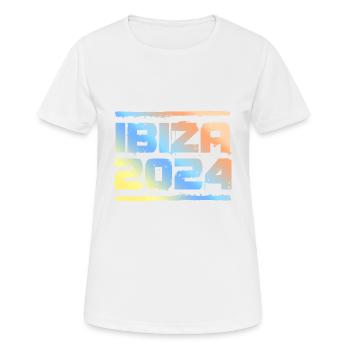 Ibiza 2024 Bunt - Frauen T-Shirt atmungsaktiv - Weiß - Vorne - AI Model Female 172 dark (172cm)