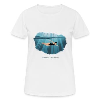 La natation est ma thérapie – Natation et relaxation - T-shirt respirant Femme - blanc - Devant - AI Model Female 172 dark (172cm)