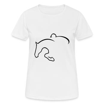 Springreiter - Frauen T-Shirt atmungsaktiv - Weiß - Vorne - AI Model Female 172 dark (172cm)