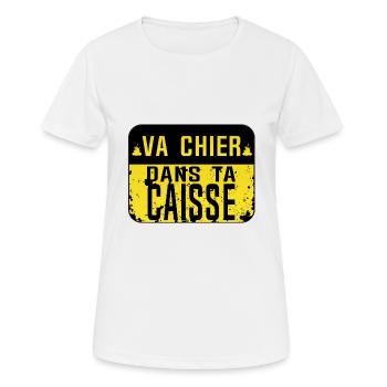 va chier caisse insulte panneau humour provocateur - T-shirt respirant Femme - blanc - Devant - AI Model Female 172 dark (172cm)