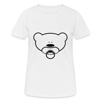 Ours en peluche drôle avec tétine - T-shirt respirant Femme - blanc - Devant - AI Model Female 172 dark (172cm)