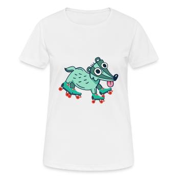 Rollschuhe - Frauen T-Shirt atmungsaktiv - Weiß - Vorne - AI Model Female 172 dark (172cm)