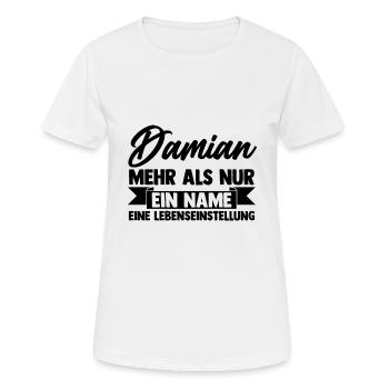 Vorname Damian - Frauen T-Shirt atmungsaktiv - Weiß - Vorne - AI Model Female 172 dark (172cm)