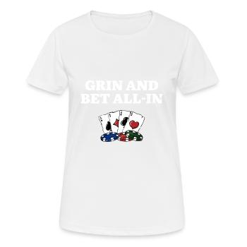 Grin et Bet All In Poker Stratégie Poker Player - T-shirt respirant Femme - blanc - Devant - AI Model Female 172 dark (172cm)