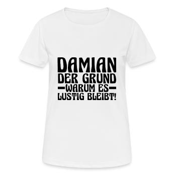 Vorname Damian - Frauen T-Shirt atmungsaktiv - Weiß - Vorne - AI Model Female 172 dark (172cm)