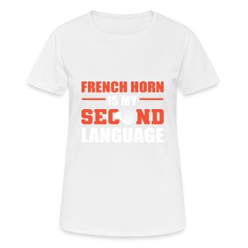 Mon don d’instrumentiste de langue seconde - T-shirt respirant Femme - blanc - Devant - AI Model Female 172 dark (172cm)