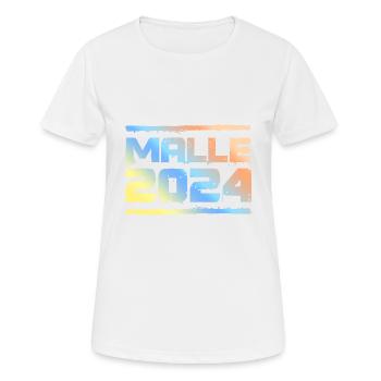 Malle 2024 Bunt - Frauen T-Shirt atmungsaktiv - Weiß - Vorne - AI Model Female 172 dark (172cm)