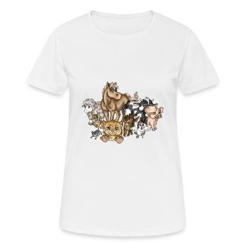 Animaux de ferme animaux ferme animaux amoureux illustration dessin animé - T-shirt respirant Femme - blanc - Devant - AI Model Female 172 dark (172cm)